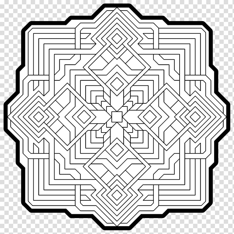 Coloring book Sacred geometry Mandala, geometric colorful shading transparent background PNG clipart