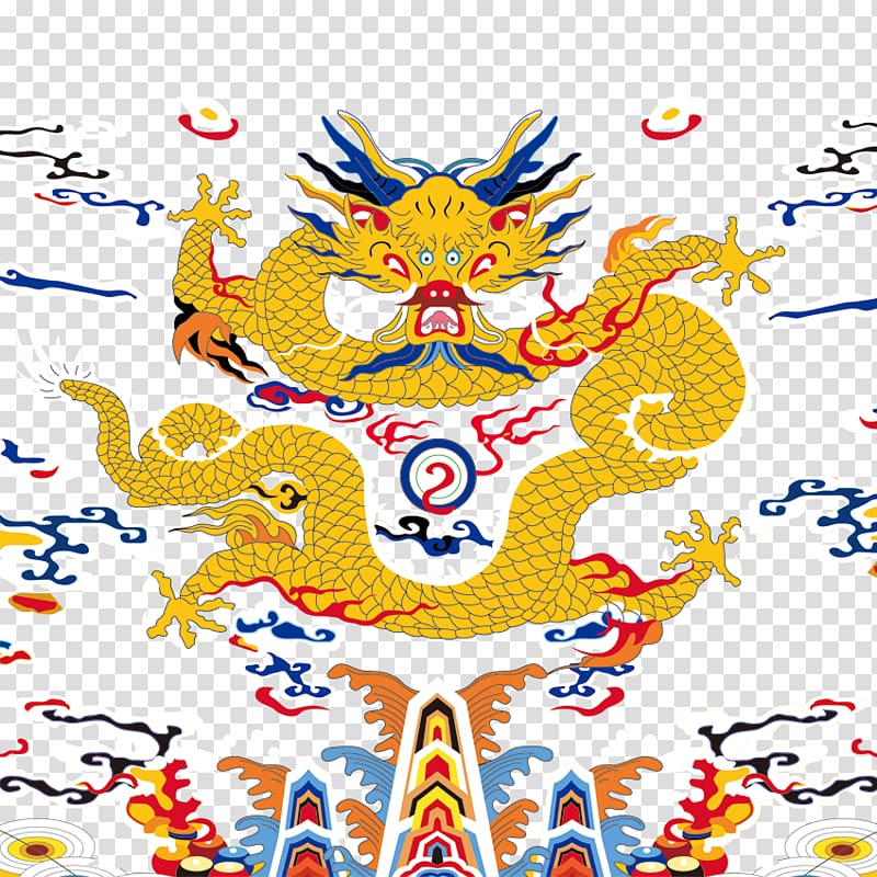 Graphic design , Hand-painted colorful clouds Royal Dragon transparent background PNG clipart