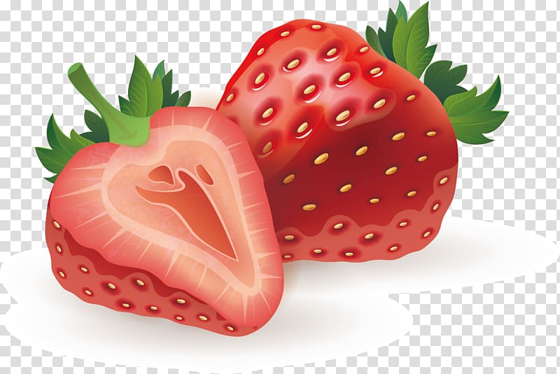 Smoothie Juice Strawberry Aedmaasikas Fruit, Cut strawberry design transparent background PNG clipart