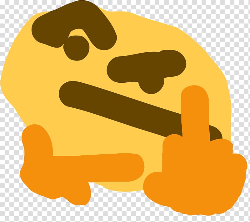 Yellow and black emoji with middle finger illustration, Emoji Thought