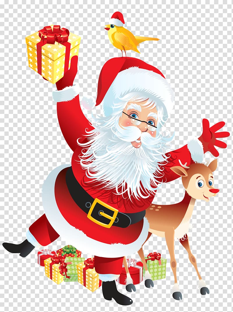 Rudolph Santa Claus Reindeer Christmas Gift, Saint Nicholas transparent background PNG clipart