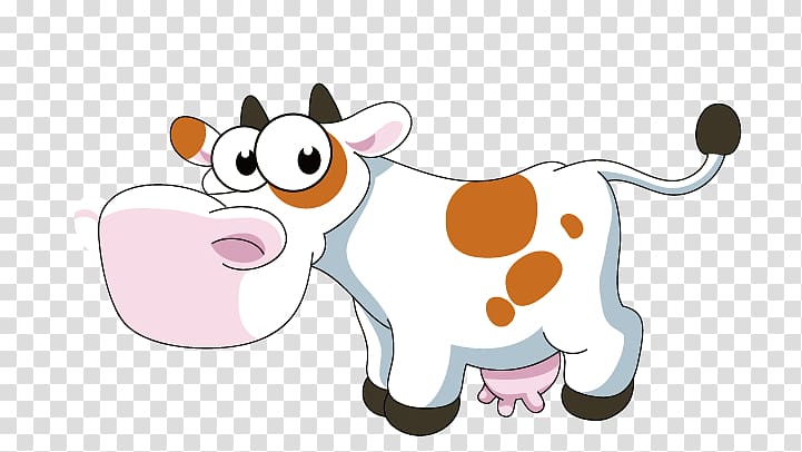 white abd brown cow illustration, Cattle Farm Cartoon Illustration, Dairy cow transparent background PNG clipart