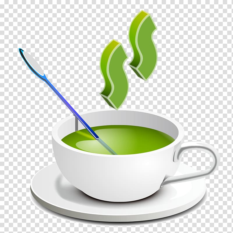 Green tea Coffee cup White tea, White tea cup creative transparent background PNG clipart
