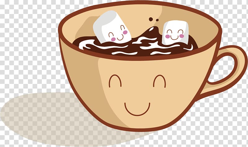 Coffee Hot chocolate Cartoon, Happy Coffee transparent background PNG clipart