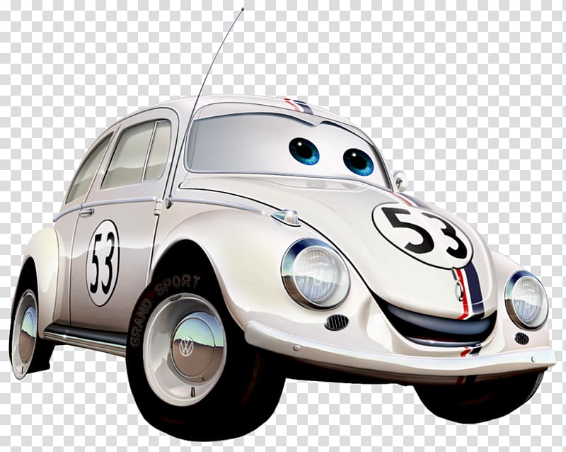 Cars Herby, Herbie Lightning McQueen Mater Car Volkswagen Beetle, Cartoon Convertible Car transparent background PNG clipart