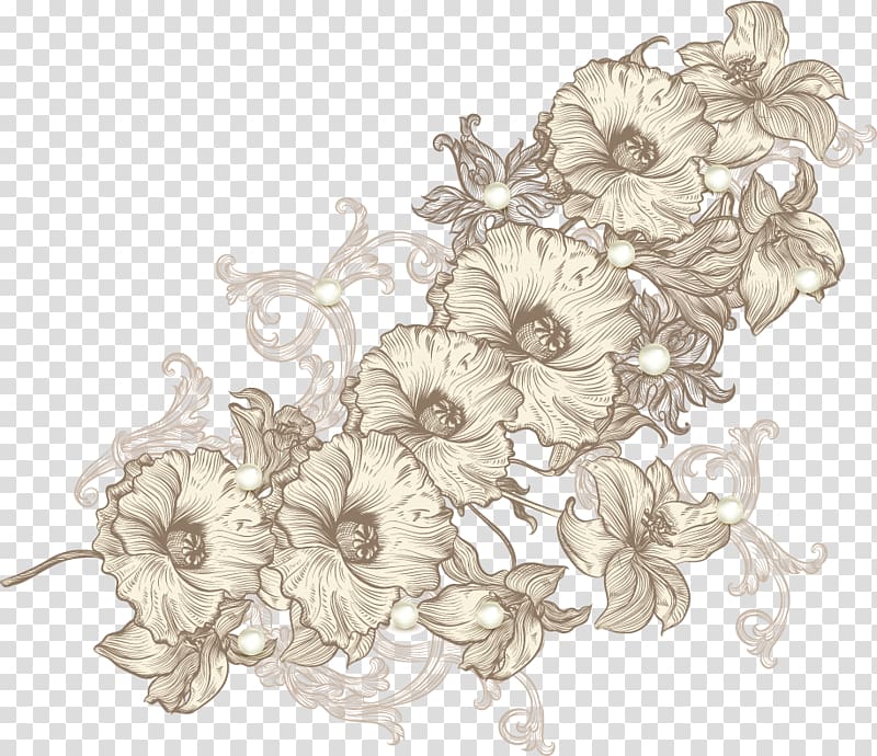 Drawing Monochrome Motif, Chrysanthemum pattern relief transparent background PNG clipart