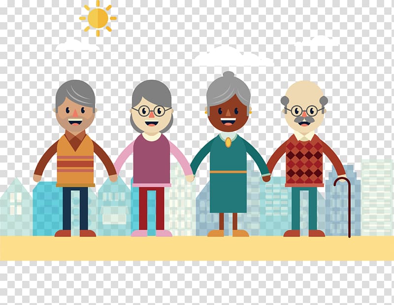 grandmother and grandfather illustration, Aged Care Old age Health Care Caregiver Home Care Service, Smiling old man transparent background PNG clipart