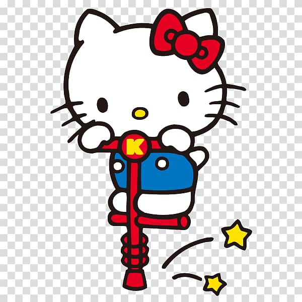 Hello Kitty riding pogo stick , Hello Kitty Female , hello transparent background PNG clipart