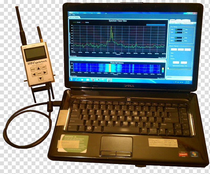 Laptop Spectrum analyzer Radio frequency Analyser Detector, Signal Strength In Telecommunications transparent background PNG clipart