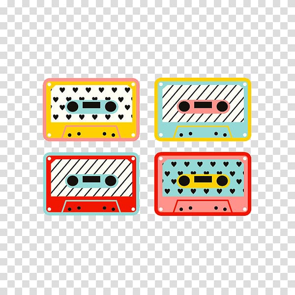 several cassette tapes illustration, Mixtape Compact Cassette Tape recorder, radio transparent background PNG clipart