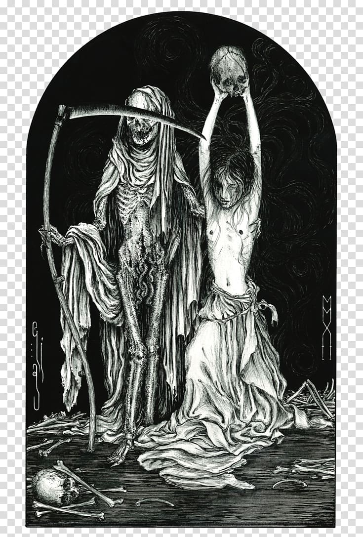 Death and the Maiden Drawing Art Macabre, ink painting transparent background PNG clipart