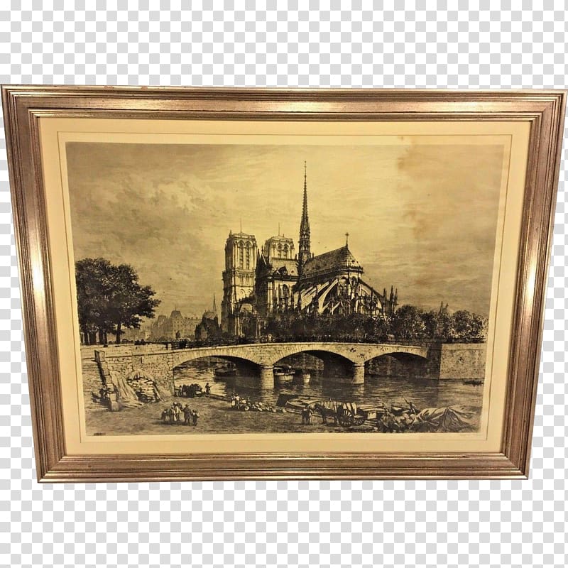 Notre-Dame de Paris Etching Chartres Cathedral Painting Printing, painting transparent background PNG clipart