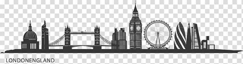 London England landmark illustration, Central London Skyline Silhouette Painting City of London, city,Sketch transparent background PNG clipart