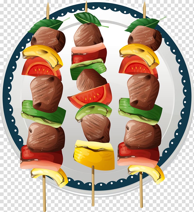 Sausage Barbecue Kebab Skewer, hand-painted barbecue big string transparent background PNG clipart