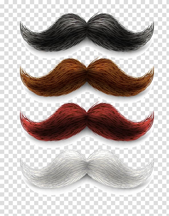 four assorted-color mustaches art, Beard Computer file, Bearded transparent background PNG clipart