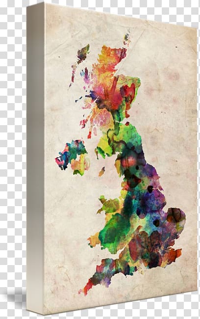 United Kingdom Watercolor painting Canvas print, watercolour Map transparent background PNG clipart