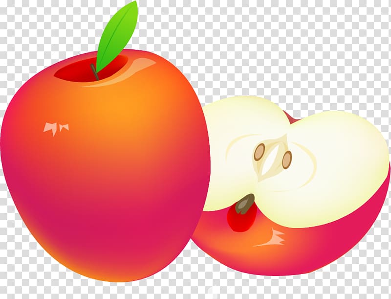 Apple Icon, Cartoon decorative red apple transparent background PNG clipart