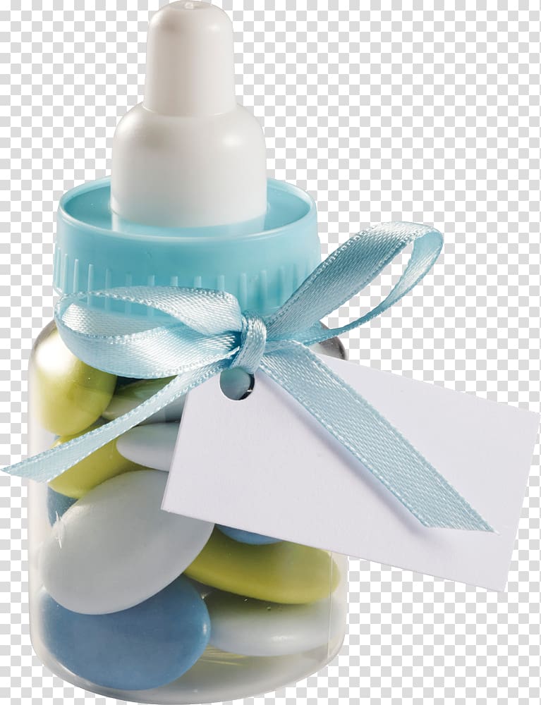 Baby Bottles Dragée Turquoise Blue Green, biberon transparent background PNG clipart