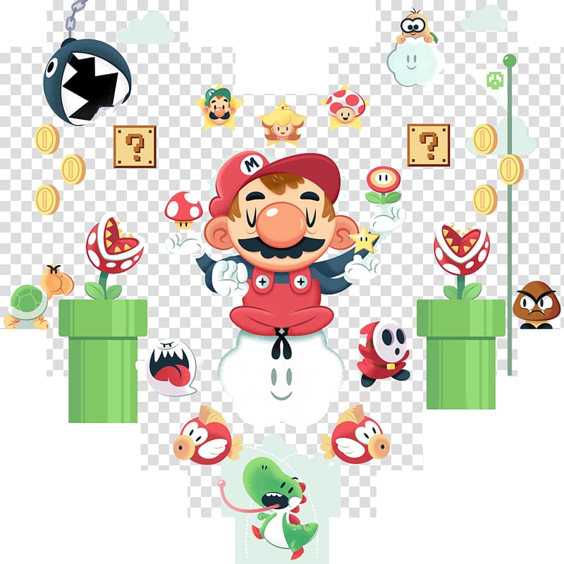 Super Mario illustration, Super Mario Bros. 2 Super Smash Bros. Super Mario Odyssey, Super Mario cartoon background shading transparent background PNG clipart