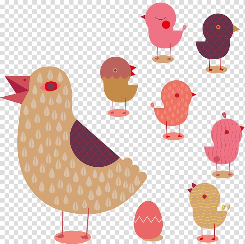 Chicken Goose Hen Rooster, lovely floral style bird transparent background PNG clipart