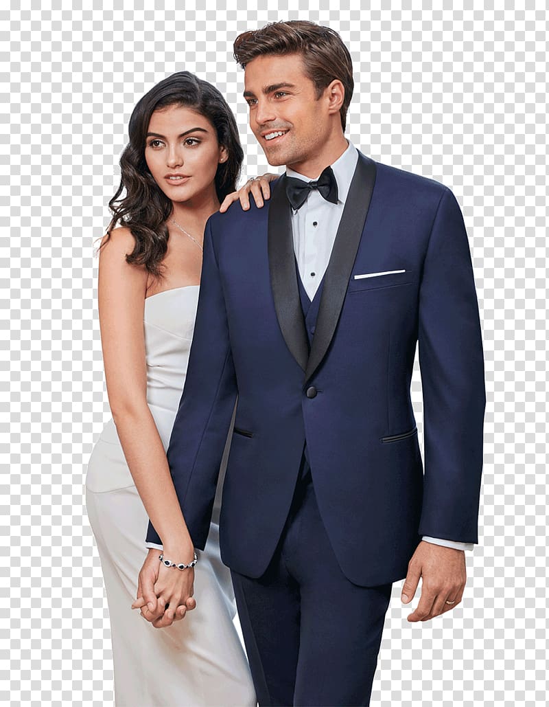 Tuxedo Ike Behar Formal wear Lapel Navy blue, wedding couple transparent background PNG clipart