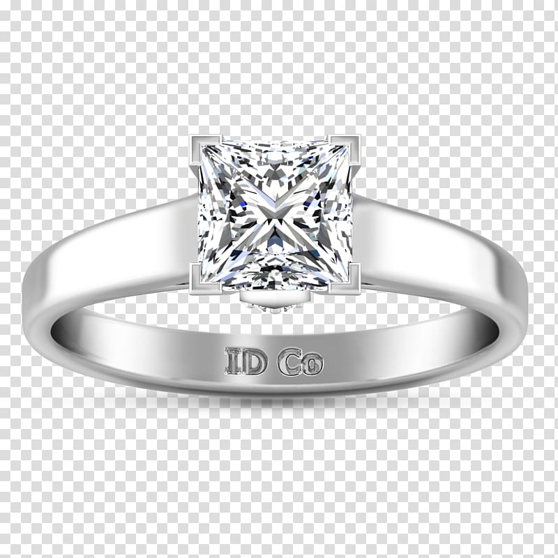 Diamond Wedding ring Princess cut Engagement ring, solitaire ring transparent background PNG clipart