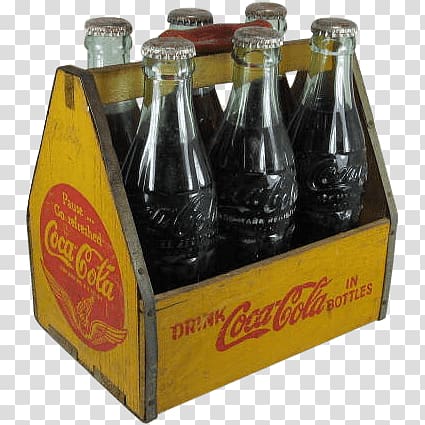 Coca-Cola bottle crate with Coca-Cola soda bottles, Vintage Coca Cola Bottle Carrier transparent background PNG clipart
