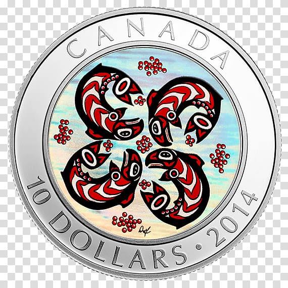 First Nations Art Salmon Canadian cuisine Coin, beautiful glow transparent background PNG clipart