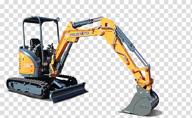 Heavy Machinery Ford Mustang Compact excavator, construction machine transparent background PNG clipart