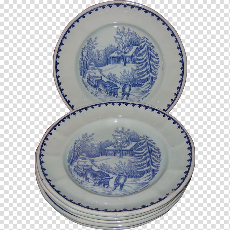 Plate Ceramic Blue and white pottery Platter Saucer, Plate transparent background PNG clipart