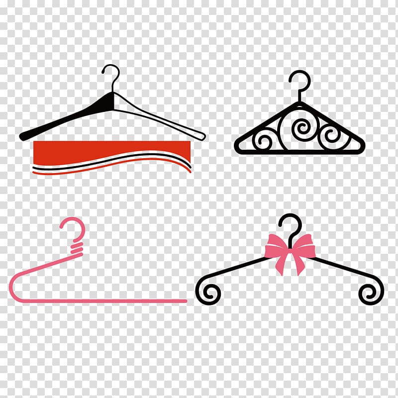 four red and black cloth hanger , Maggies Clothes hanger Designer, Beautiful hanger material transparent background PNG clipart