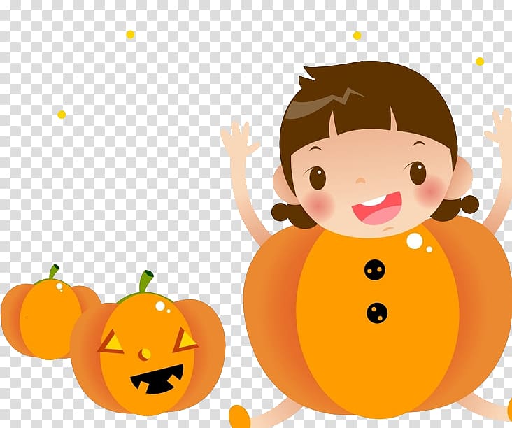 Halloween Jack-o-lantern Pumpkin Party Child, Halloween pumpkin Free Funny cartoon children creative deduction transparent background PNG clipart