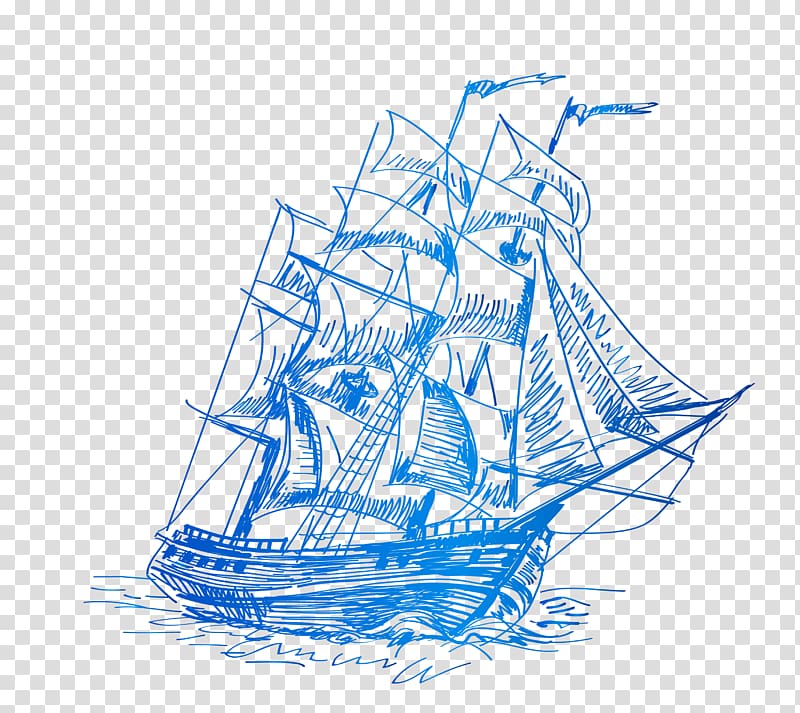 ship , Sailing ship Silhouette, cartoon hand-painted smooth sailing transparent background PNG clipart