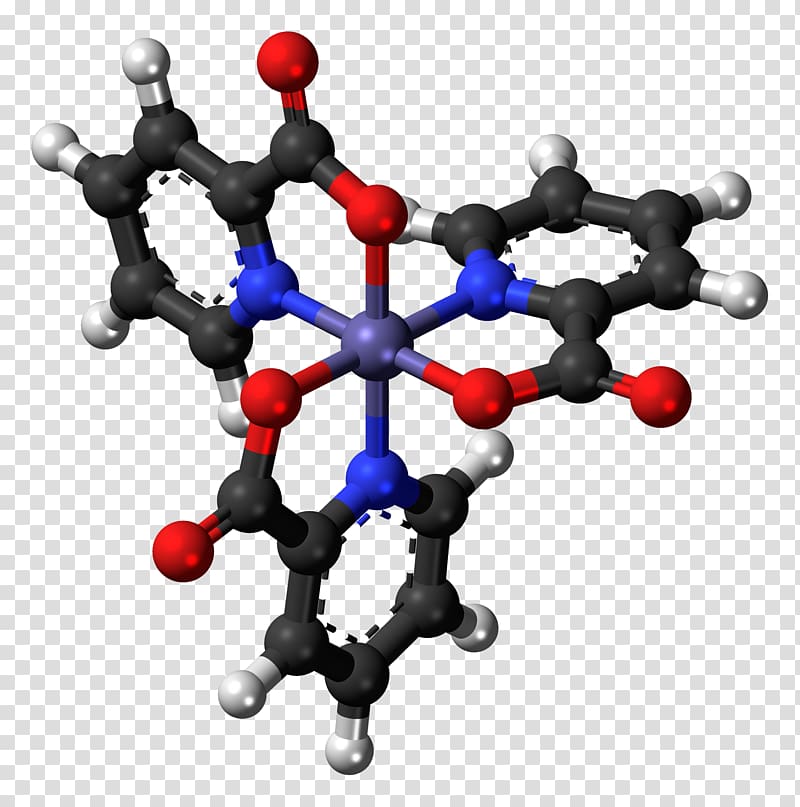 Chromium(III) picolinate Coordination complex Ball-and-stick model Isomer, others transparent background PNG clipart
