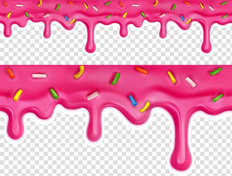 pink liquid with sprinkles collage illustration, Doughnut Icing Cream Glaze, Liquid juice sweets transparent background PNG clipart