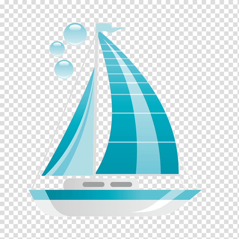 Blue sailing ship transparent background PNG clipart