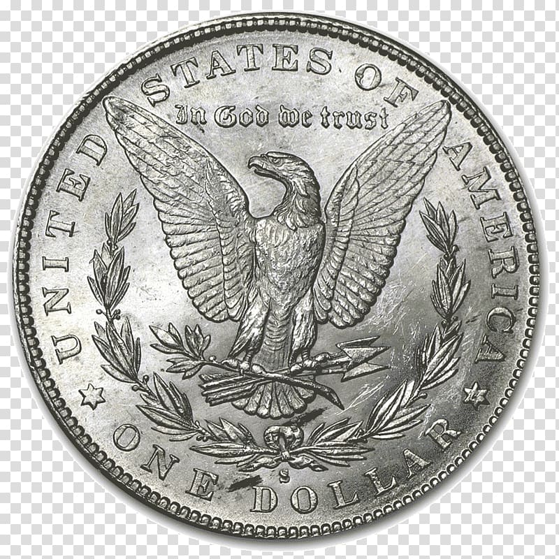 Dollar coin Silver Morgan dollar United States Dollar, Coin transparent background PNG clipart