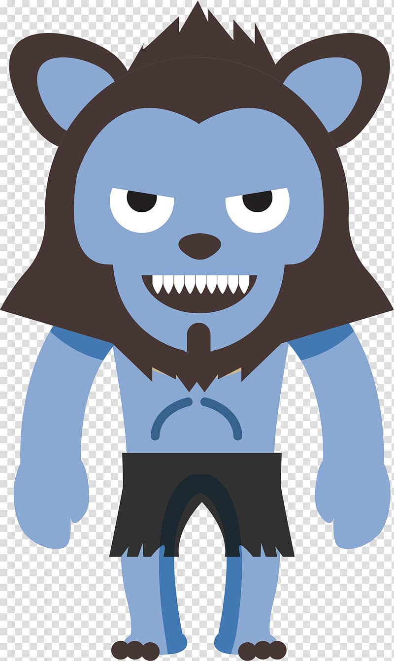 Gray wolf Werewolf Adobe Illustrator, Blue werewolf transparent background PNG clipart