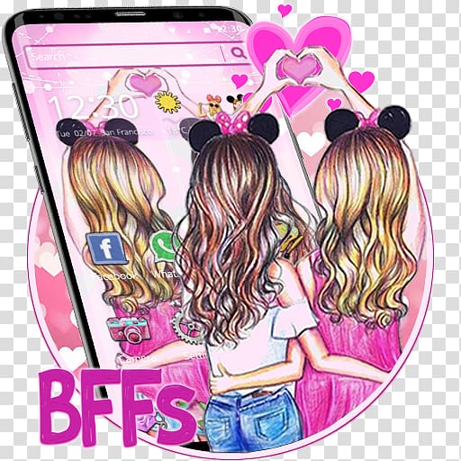 Friendship Love Illustration Microsoft Launcher Hair coloring, Best friends forever transparent background PNG clipart
