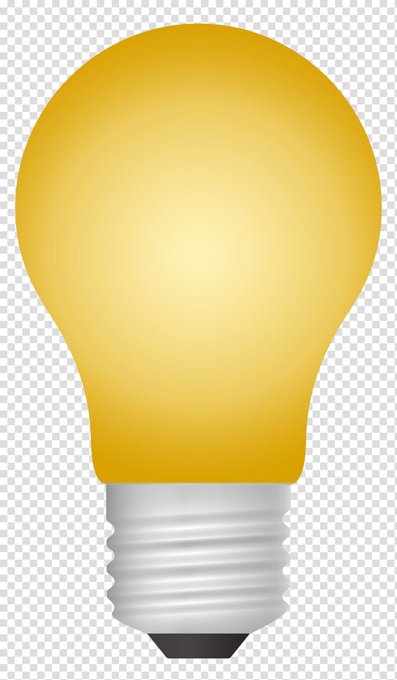 yellow lightbulb illustration, Incandescent light bulb, Light Bulb transparent background PNG clipart