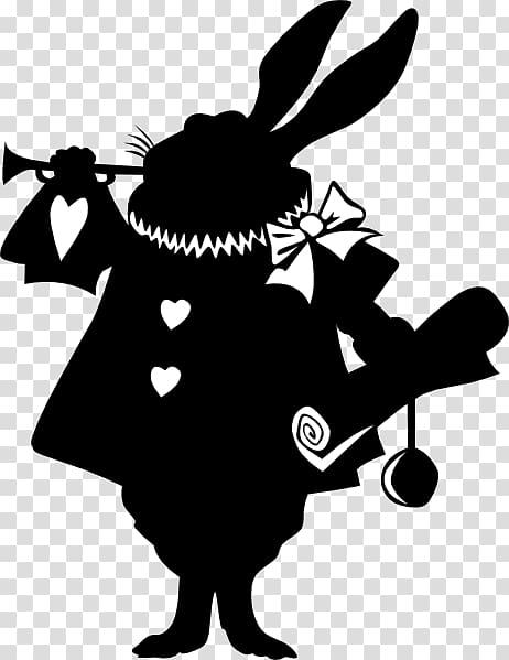 Alices Adventures in Wonderland White Rabbit The Mad Hatter Caterpillar March Hare, Bunny Silhouette transparent background PNG clipart