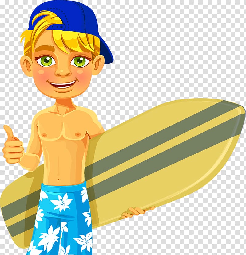Sunny Beach Cartoon Illustration, Skateboard Kid transparent background PNG clipart