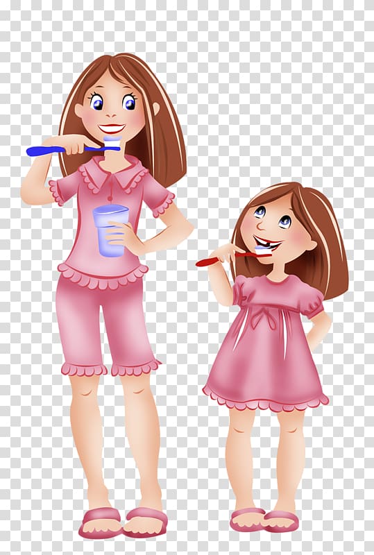 woman and girl toothbrushing , Tooth brushing Toothbrush Dentistry, Learn to brush your teeth transparent background PNG clipart