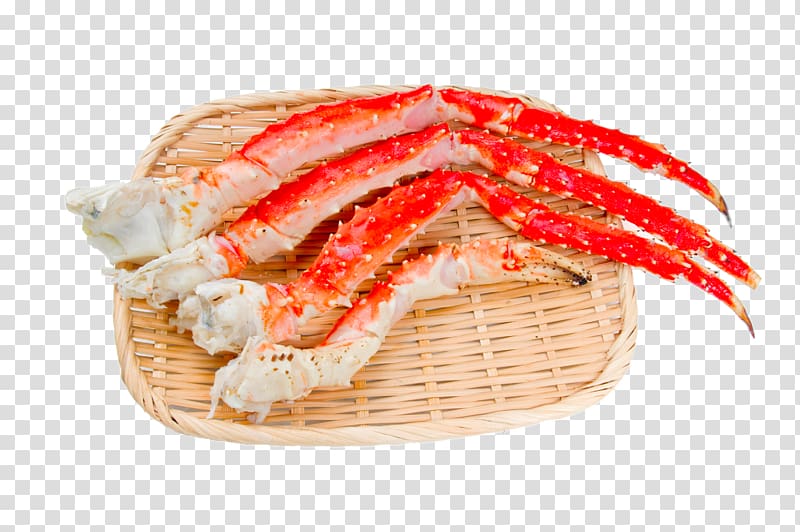 Red king crab Chinese mitten crab Decapoda, Bamboo basket of crabs crab claw transparent background PNG clipart