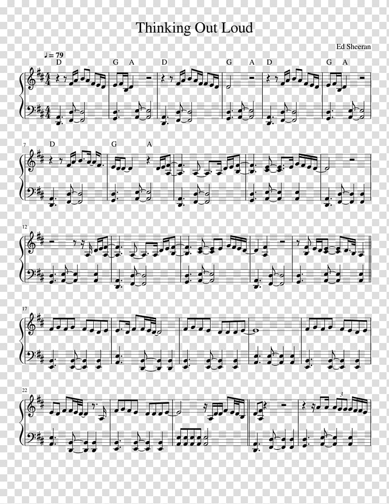 Thinking Out Loud Sheet Music Violin, sheet music transparent background PNG clipart