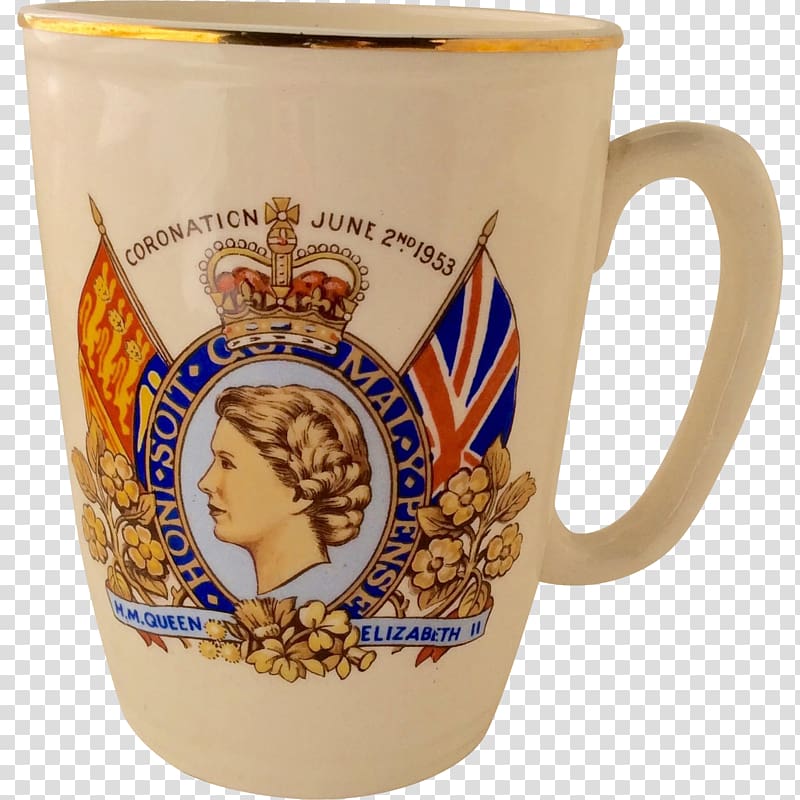 Mug Coronation of Queen Elizabeth II Coronation of King George VI and Queen Elizabeth Ceramic, mug transparent background PNG clipart