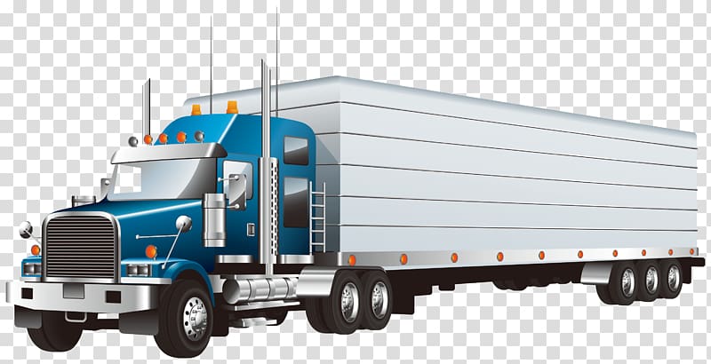 blue and gray freight truck art illustration, Car Semi-trailer truck, Heavy truck truck transparent background PNG clipart