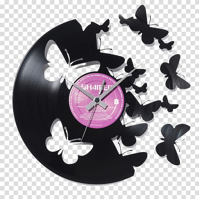 Alarm clock Living room Wall Phonograph record, Butterfly table transparent background PNG clipart