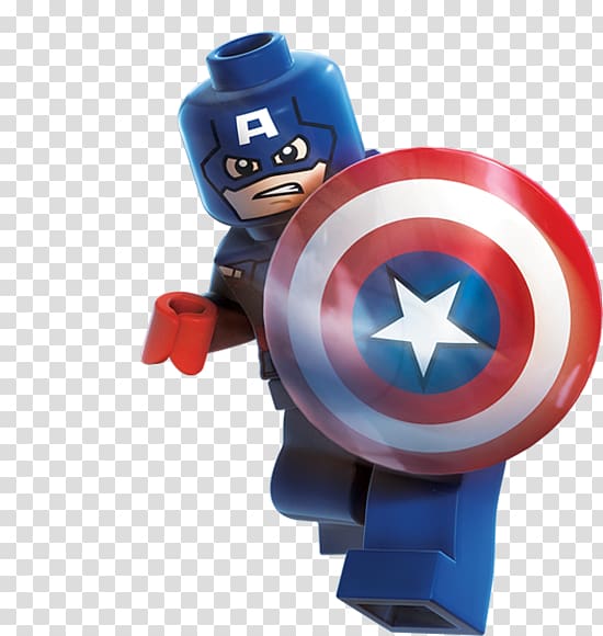 Lego Captain America mini figure, Lego Marvel Super Heroes Lego Marvel\'s Avengers Captain America Iron Man Hulk, lego transparent background PNG clipart