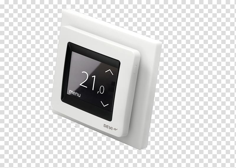 Clock thermostat digital white DEVIreg Touch Underfloor heating Терморегулятор Smart thermostat, others transparent background PNG clipart